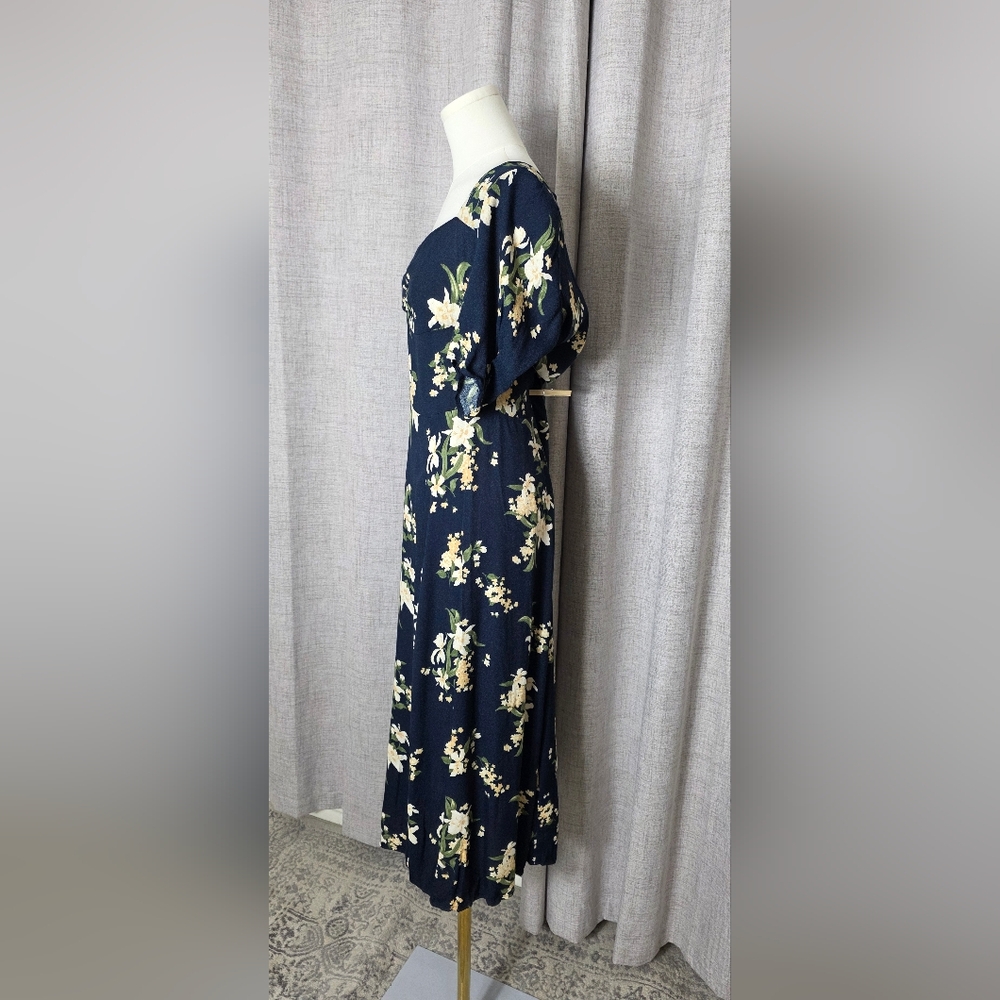 Reformation Floral Navy Midi Skirt | SIZE 12 - Picture 9 of 12